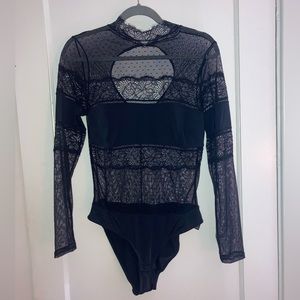 Thistle and Spire Black Lace Bodysuit